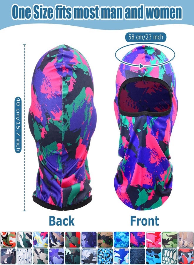 Tarpop 24 Pieces Ski Mask Balaclava Face Mask Full Face Cover for Men Skiing, UV Protection(Bright Colors, Camo Style) - Image 2